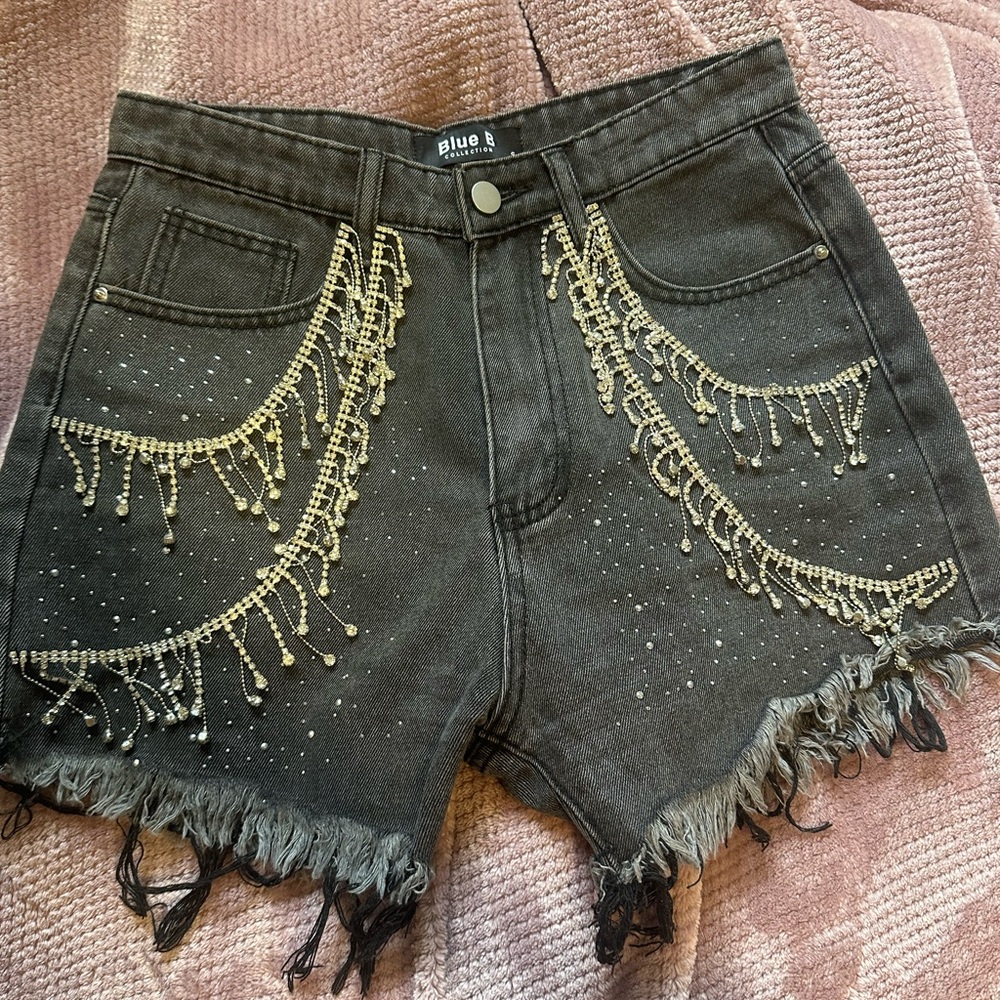 Black Women's Shorts with rhinestones